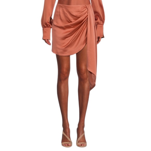 Jonathan Simkhai Dresses & Skirts - NEW Jonathan Simkhai Mae Coral Draped Satin Mini Skirt Size 4 Reg. $345